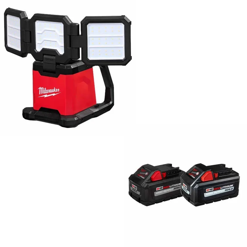 Milwaukee M18 Flood & Area Light W/ 48-11-1868 M18 18V Battery, 2 Pack