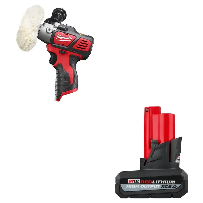 Milwaukee M12 Polisher/Sander, Bare W/ 48-11-2450 M12 XC5.0 Battery Pack