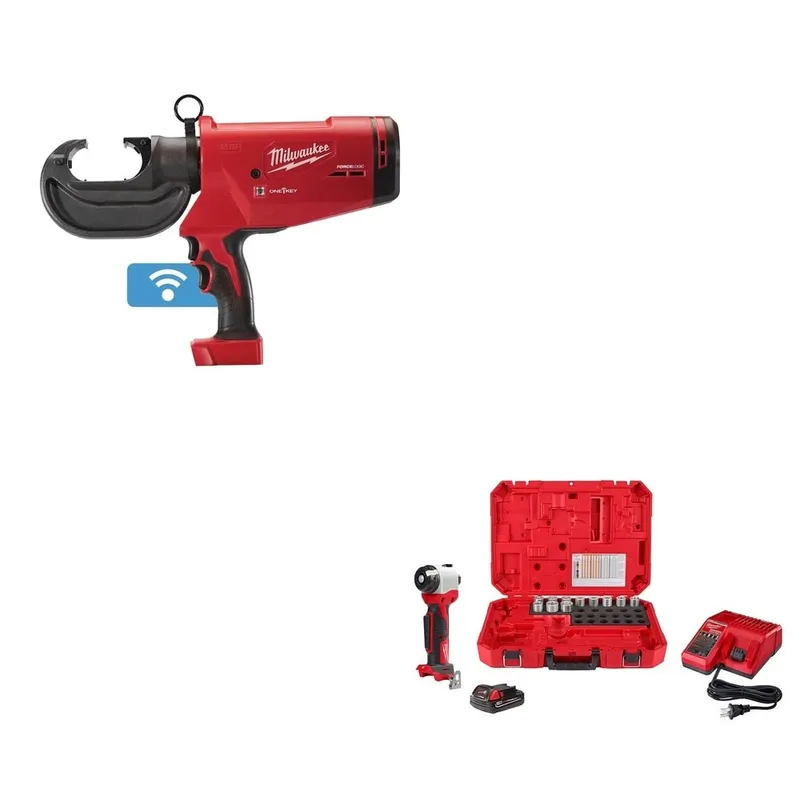 Milwaukee Force Logic 750 MCM Crimper with #6 - 750 MCM Al Dies W/ FREE 2935AL-21