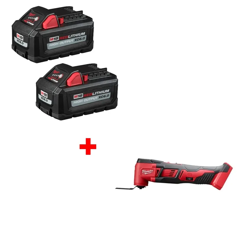 Milwaukee M18 XC6.0 Battery 2Pk w/ FREE 2626-20 M18 Multi-Tool, Bare