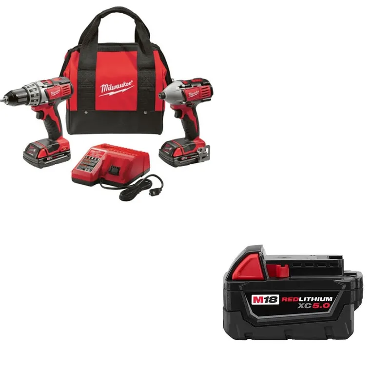 Milwaukee M18 18V 2-Tool Combo Kit W/ 48-11-1850 M18 XC5.0 Battery Pack