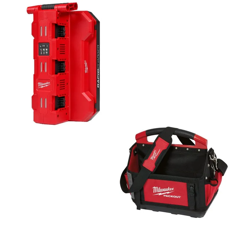 Milwaukee Six Bay Rapid Charger Kit W/ FREE 15" PACKOUT Tote