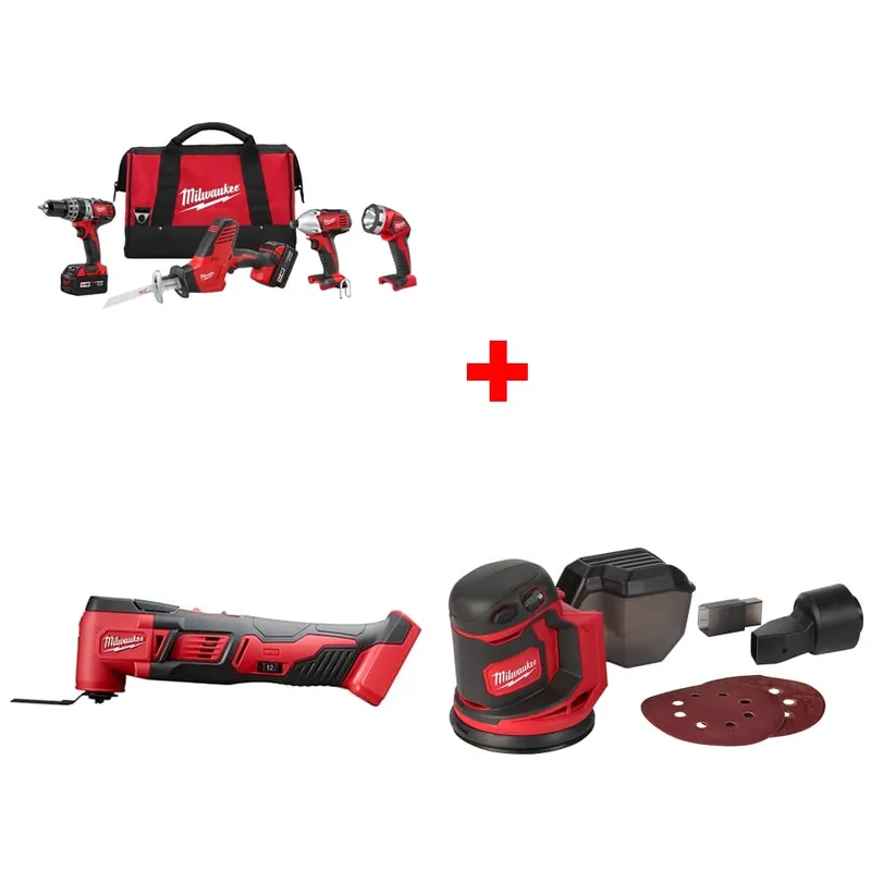 Milwaukee M18 4-Tool Combo Kit w/ FREE 2626-20 Multi Tool & Sander