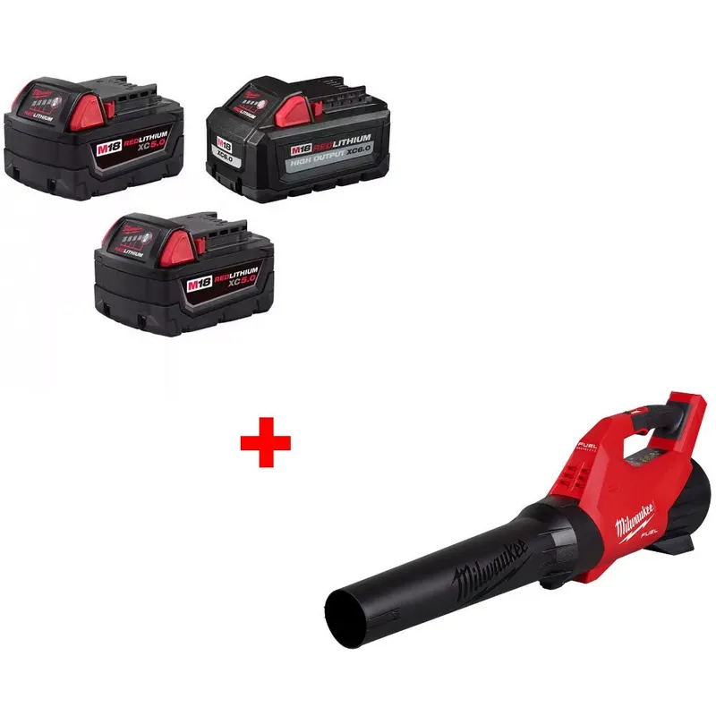 Milwaukee M18 18V Battery 3-Pack W/ FREE 3017-20 M18 FUEL Blower