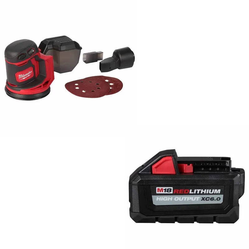 Milwaukee M18 Random Orbit Sander W/ 48-11-1865 M18 XC6.0 Battery Pack
