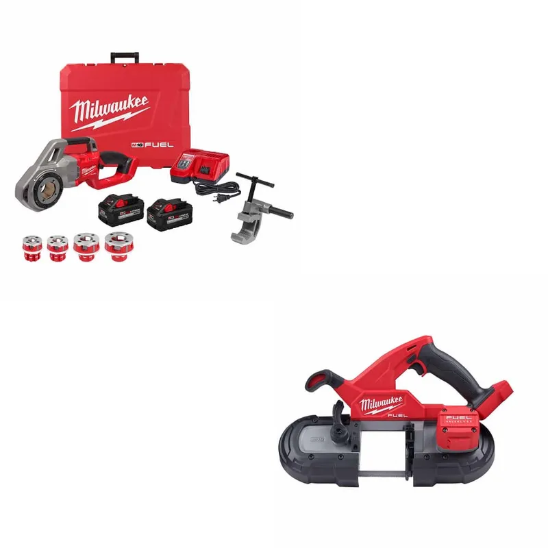 Milwaukee Compact Pipe Threading Kit W/ FREE 2829-20 M18 FUEL Band Saw