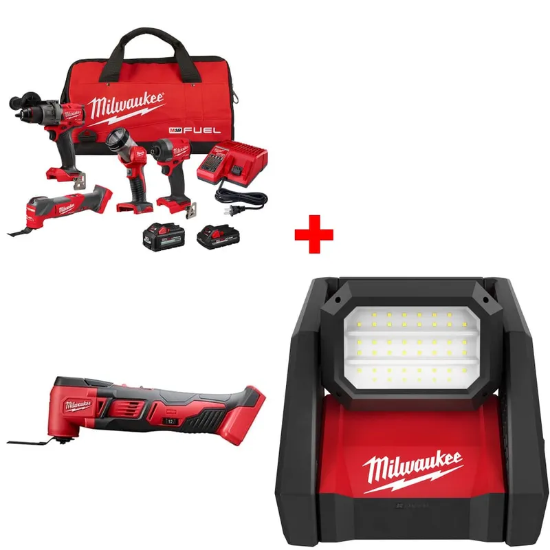 Milwaukee M18 4-Tool Combo Kit w/ FREE 2626-20 M18 Multi-Tool & Light