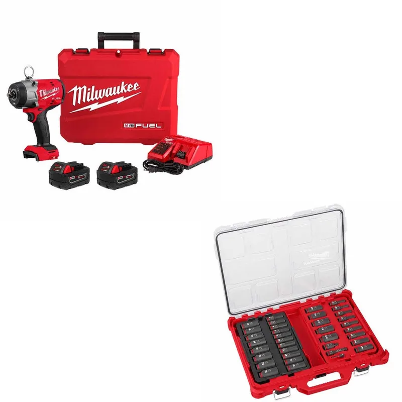 Milwaukee M18 FUEL Impact Wrench Kit W/ FREE 49-66-6805 36Pc Socket Set