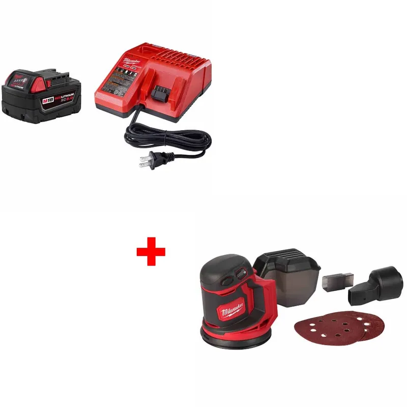 Milwaukee M18 XC5.0 Starter Kit w/ FREE 2648-20 M18 Orbit Sander