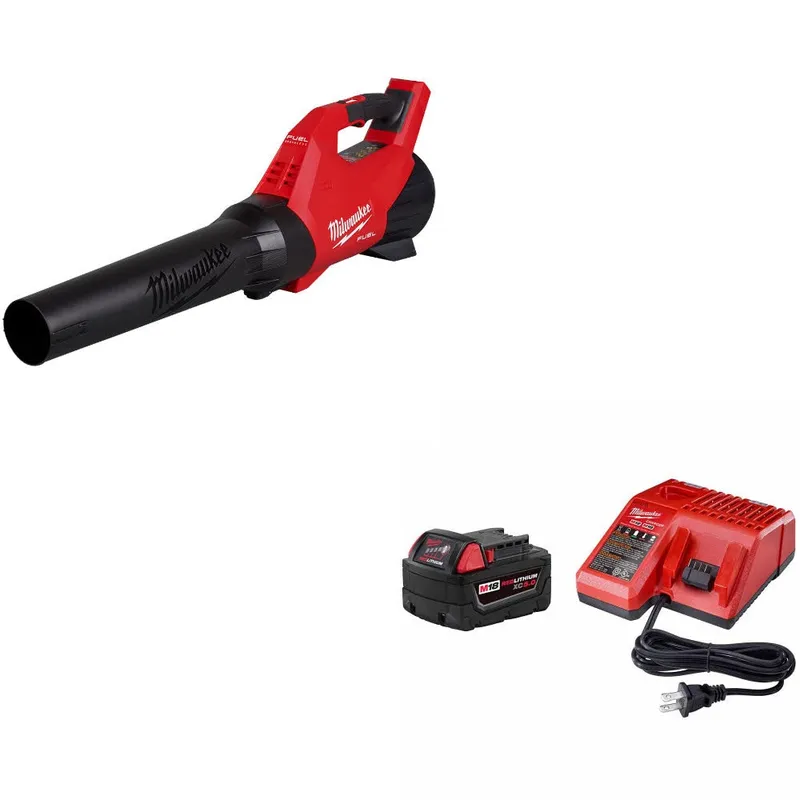 Milwaukee M18 FUEL Blower, Bare W/ 48-59-1850 M18 XC5.0 Starter Kit