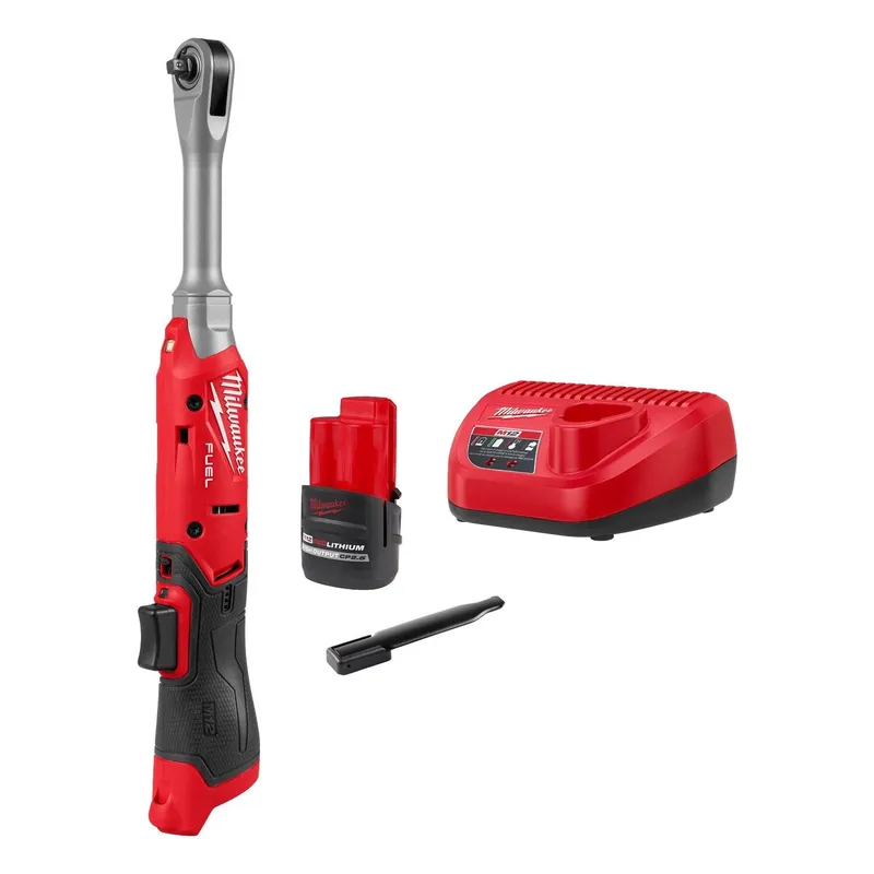 Milwaukee M12 FUEL 1/4" Extended Reach Ratchet Kit with 2.5Ah Battery and Charger