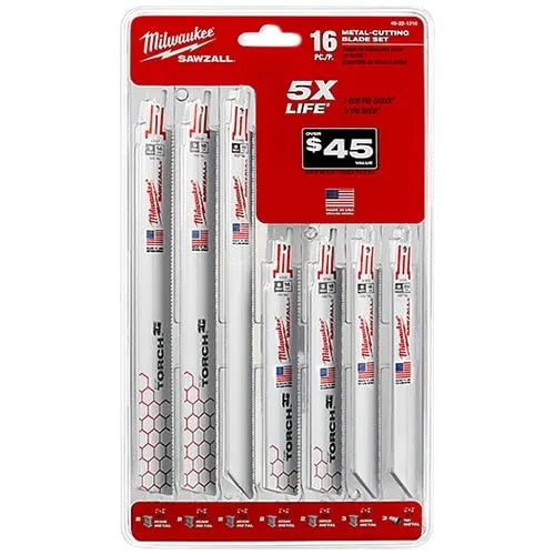 Milwaukee 16-Piece Metal Sawzall Reciprocating Saw Metal Cutting Blade Tools Set