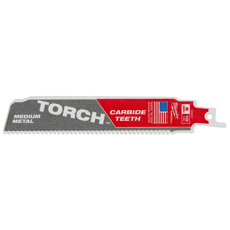 Milwaukee 6" Reciprocating Saw Blade 10TPI The TORCH with Carbide Teeth for Medium Metal 1PK