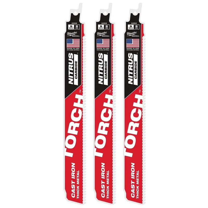 Milwaukee 9" 7TPI The TORCH with NITRUS CARBIDE for CAST IRON 3PK