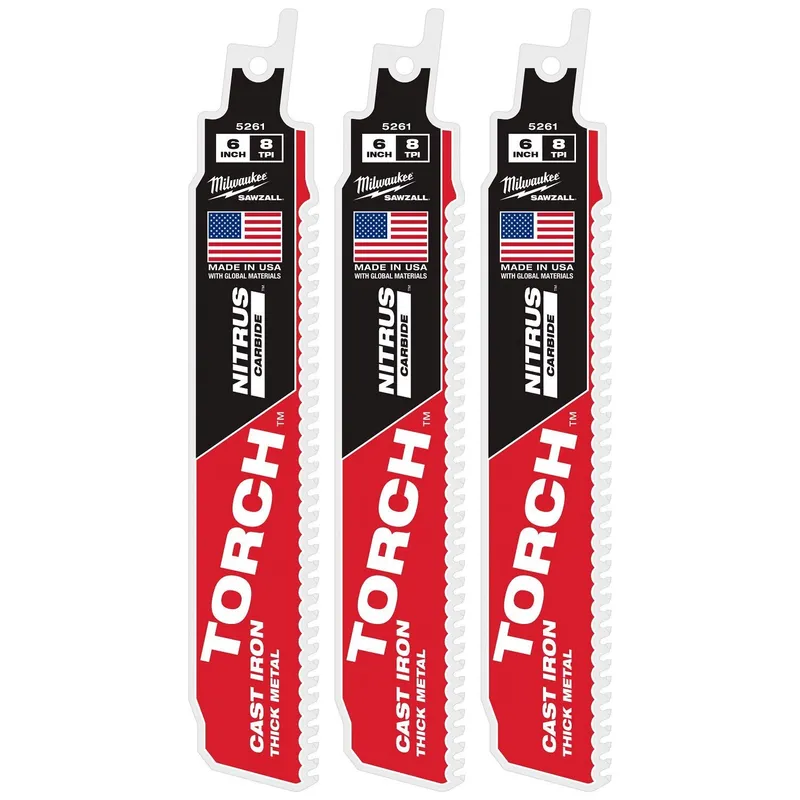 Milwaukee 6" 7TPI The TORCH with NITRUS CARBIDE for CAST IRON 3PK