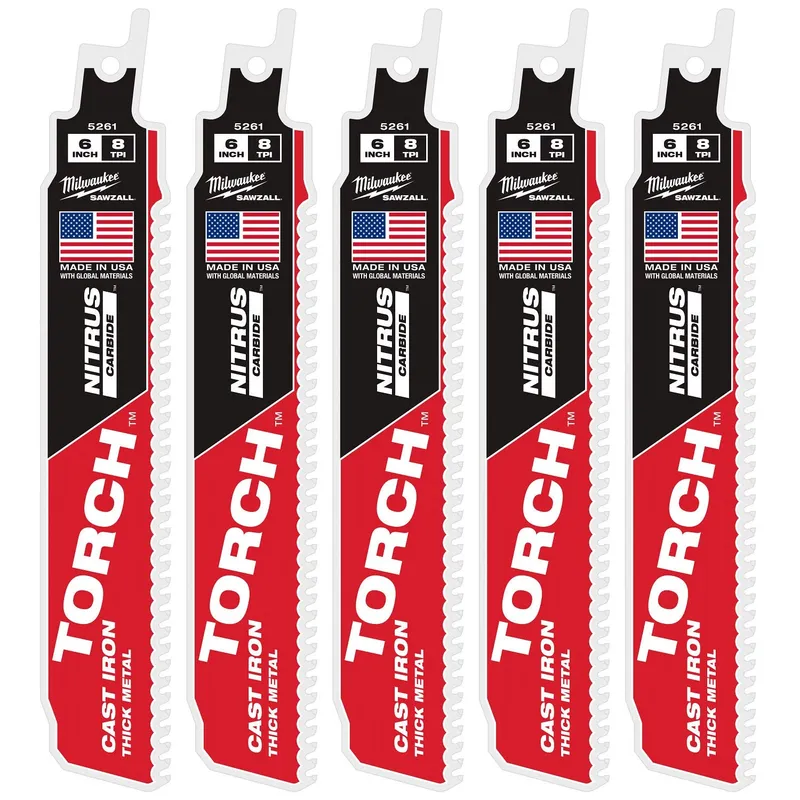 Milwaukee 6" 7TPI The TORCH with NITRUS CARBIDE for CAST IRON 5PK