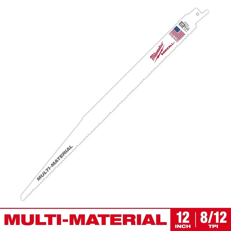Milwaukee 12 Inch Multi-Material Thin Kerf SAWZALL Reciprocating Saw Blade 8/12 TPI
