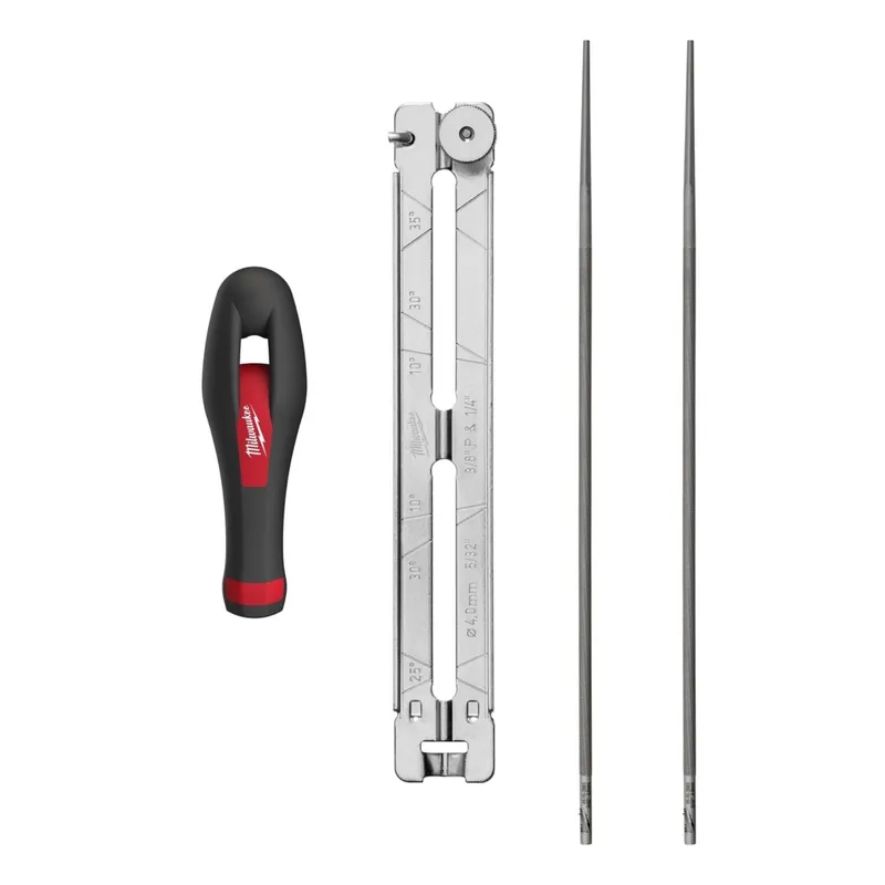 Milwaukee Saw Chain Sharpening Set with 5/32 Inch Round Files and Angle Guide (4 Piece)