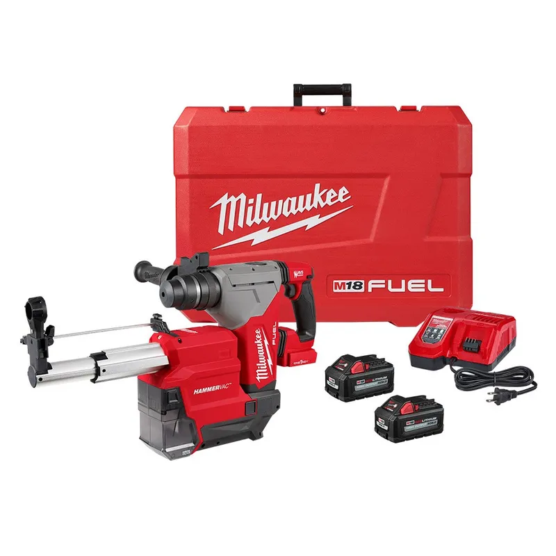 Milwaukee M18 FUEL 1-1/8” SDS Plus Rotary Hammer Kit With Dedicated Dust Extractor - (2) XC6.0 Battery Pack