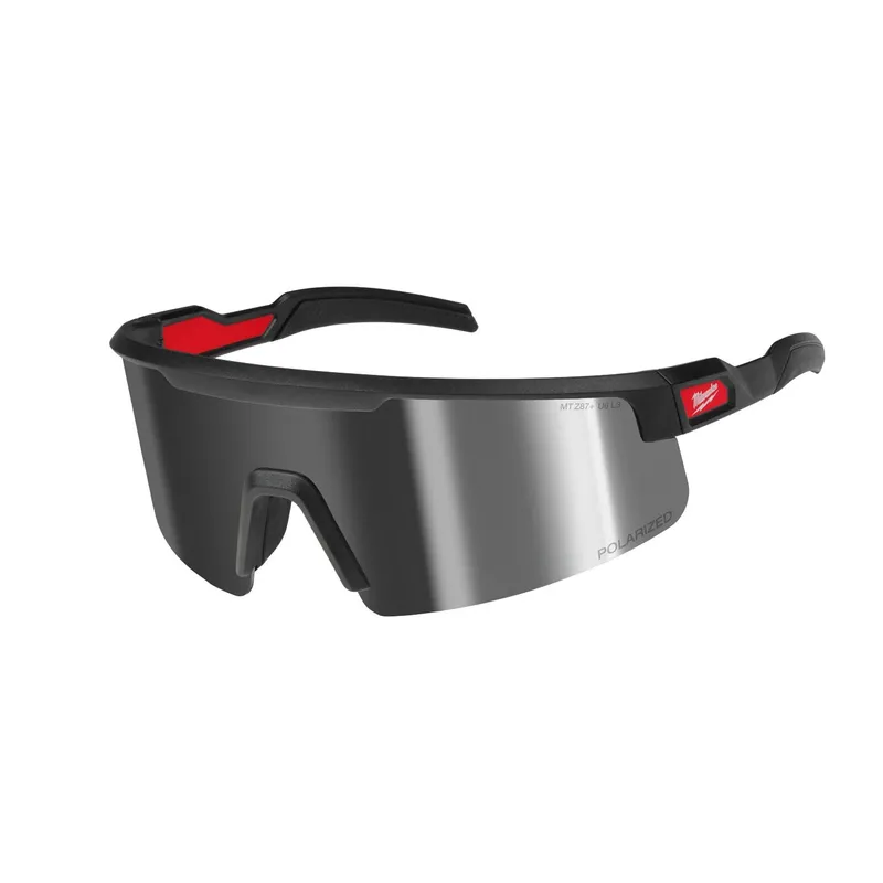 Milwaukee Polarized Wrap Around Safety Glasses with Silver Mirrored Dual Coat Lenses