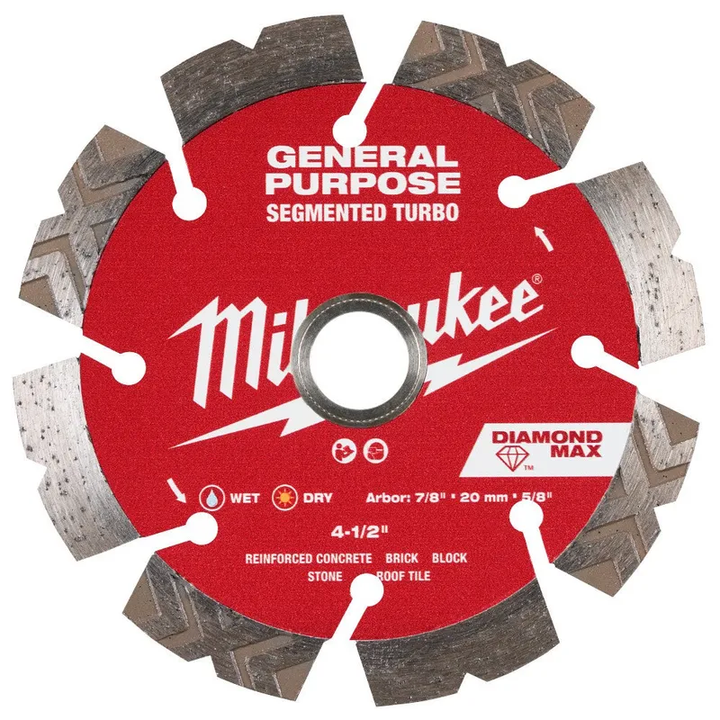 Milwaukee 4-1/2" DIAMOND MAX Segmented Turbo, General Purpose Diamond Blade