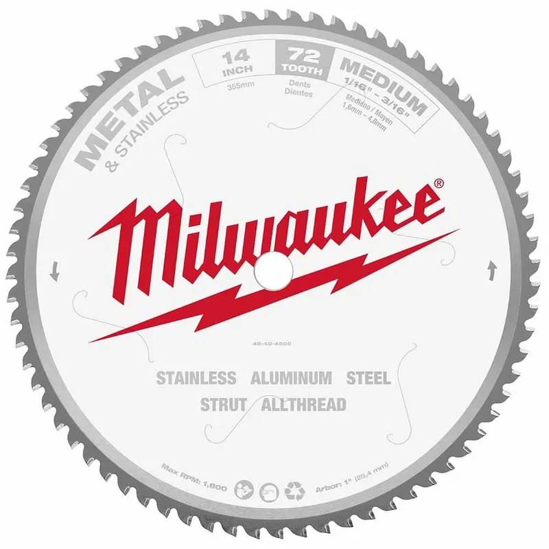 Milwaukee Circular Saw Blade 14", 72 Tooth Dry Cut Carbide Tipped