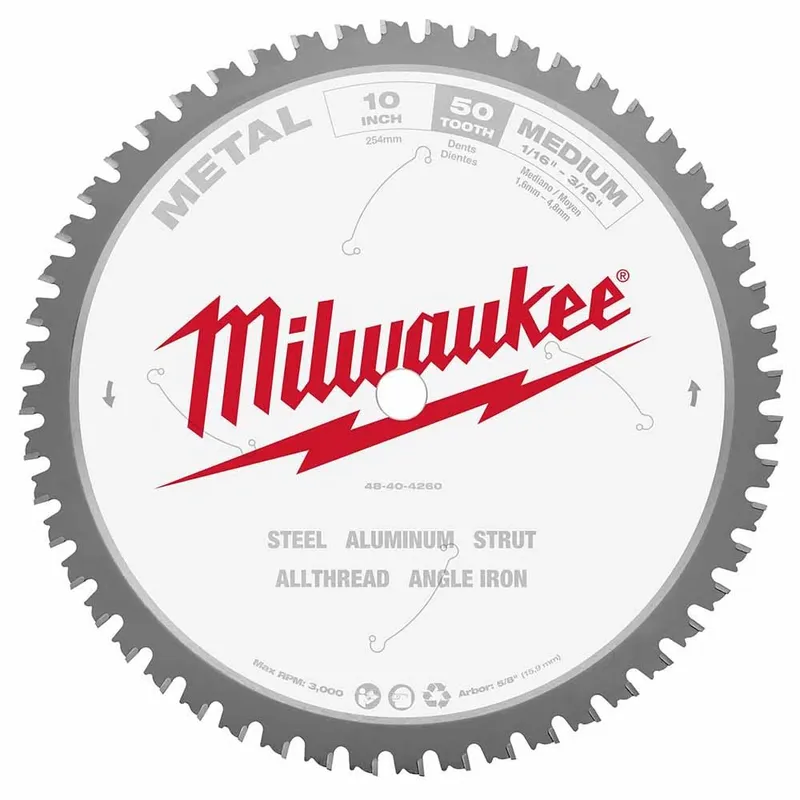 Milwaukee 10" 50T METAL CSB, 5/8"