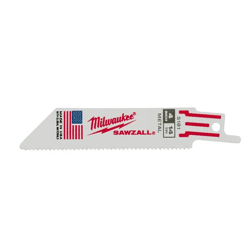 Milwaukee 4" x 14TPI Bi-Metal Super Sawzall Blade, 5 Pack