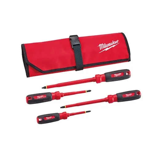 Milwaukee 4Pc 1000V Insulated Screwdriver Set w/ Roll Pouch