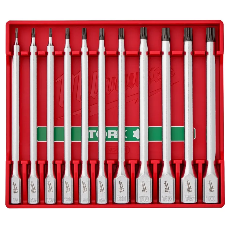 Milwaukee 1/4 and 3/8 Inch Drive Long TORX Bit Socket Set with FOUR FLAT Sides (11 Piece)