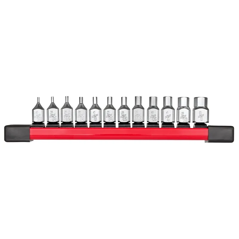 Milwaukee 1/4 in. Low-Profile SAE Hex Bit Socket Set with FOUR FLAT Sides (12 Piece)