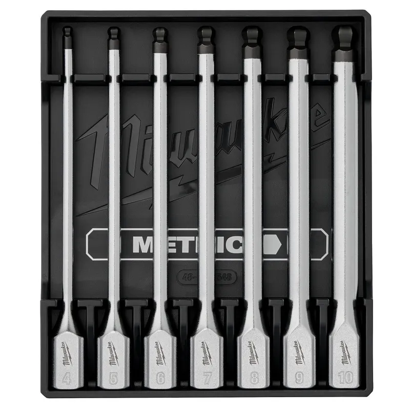 Milwaukee 3/8 in. Drive Metric Long Ball End Hex Bit Socket Set, 6 in. Long Reach (7 Piece)