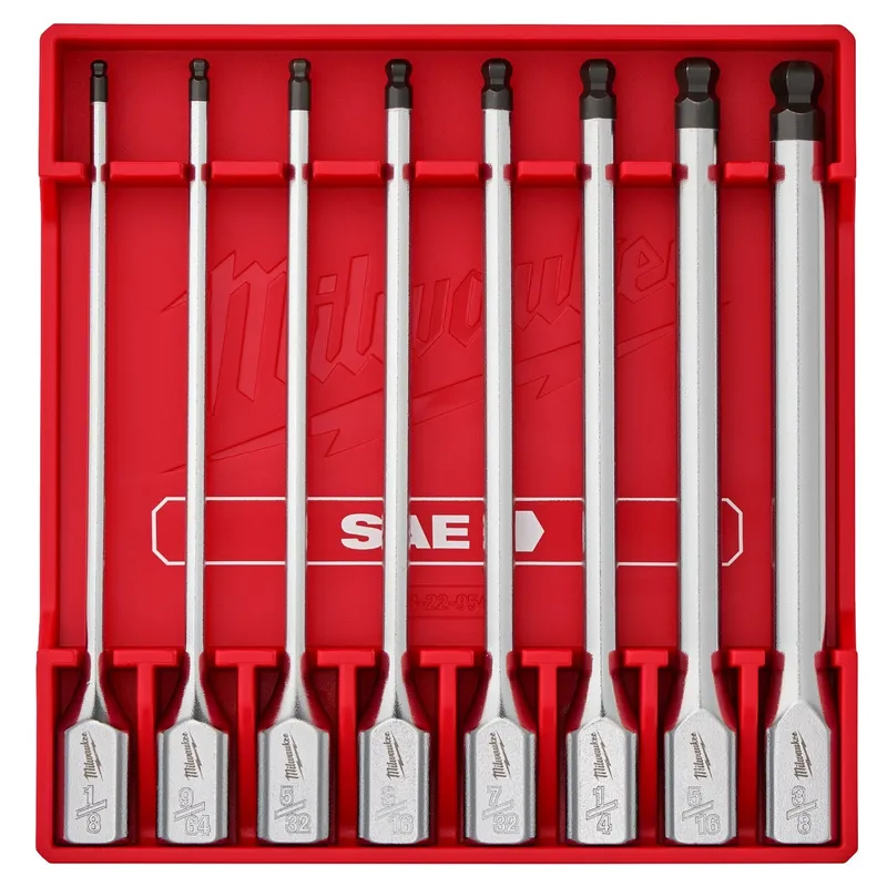 Milwaukee 3/8 in. Drive SAE Long Ball End Hex Bit Socket Set with FOUR FLAT sides (8 Piece)