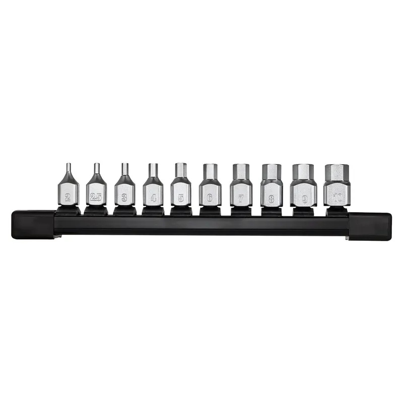 Milwaukee Low-Profile Metric Hex Bit Socket Set with Anti-Roll Wrench-Ready Sides (10 Piece)