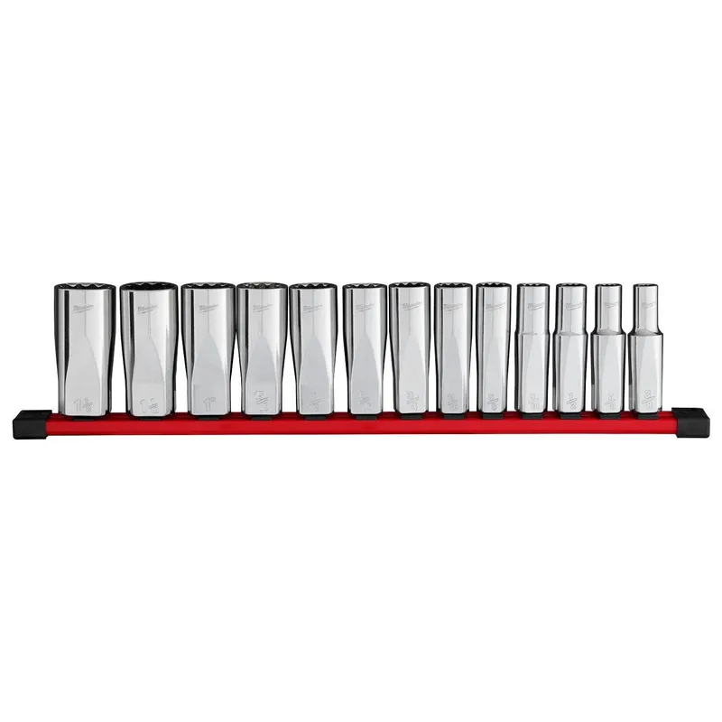 Milwaukee 13pc 1/2” Drive 12-Point Deep Well SAE Socket Set