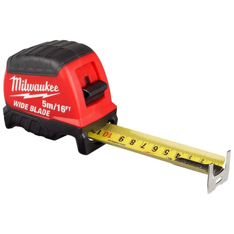 Milwaukee 5m/16 ft Wide Blade Tape Measure, Metric/SAE with 16 ft Reach (1 Pack)