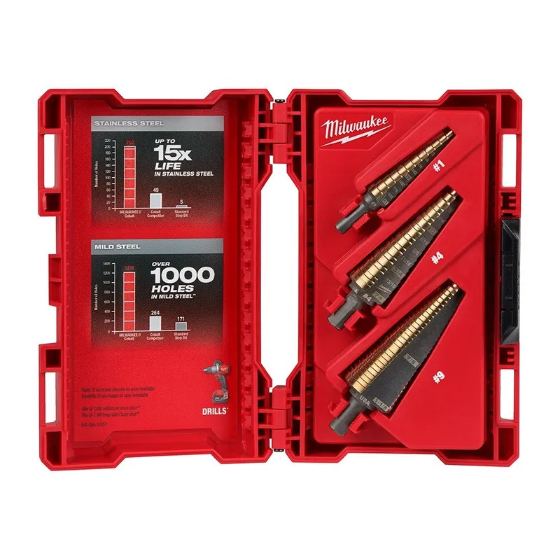 3PC COBALT STEP DRILL BIT SET