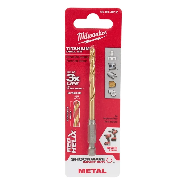 Milwaukee 5mm Metric Titanium SHOCKWAVE Red Helix Bit
