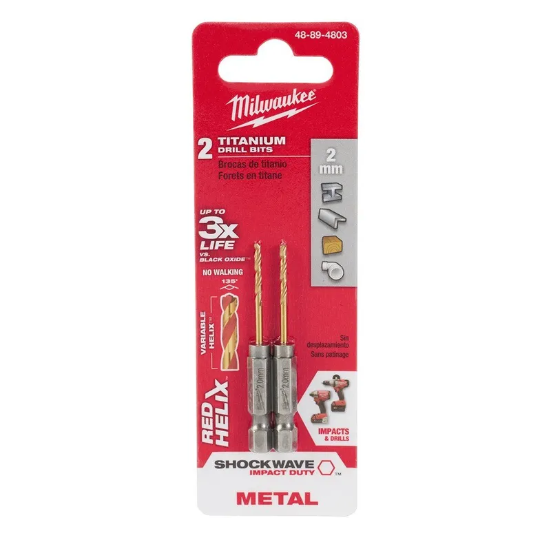 Milwaukee 2mm Metric Titanium SHOCKWAVE Red Helix Bit