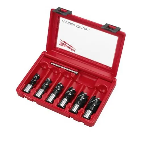 Milwaukee Annular Cutter Kit 6 Piece, 9/16"- 1-1/16", Pilot and Case