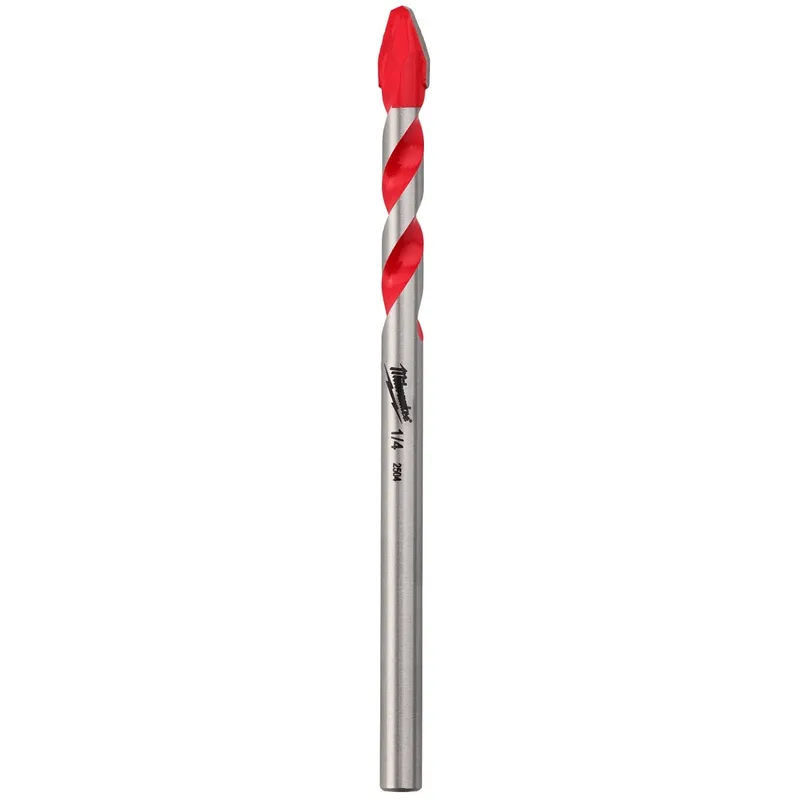 Milwaukee 1/4" Hard Tile and Glass Drill Bit with Carbide Tip for Porcelain Ceramic and Glass