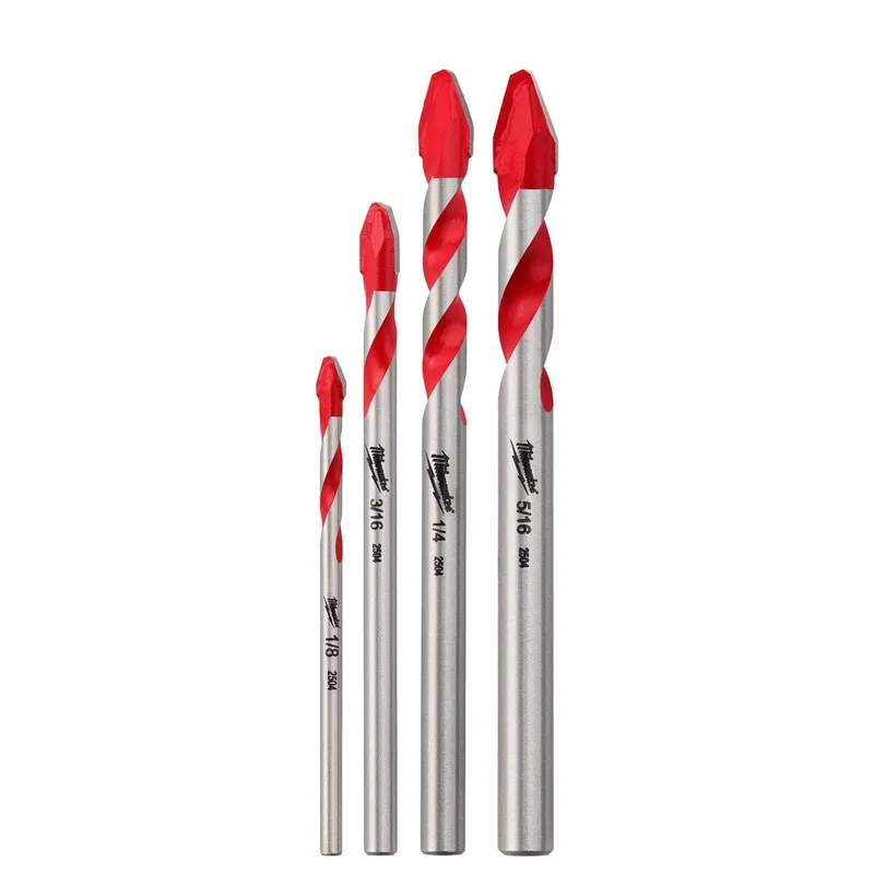 Milwaukee Carbide Tipped Hard Tile and Glass Drill Bit Set (4 Piece Set)