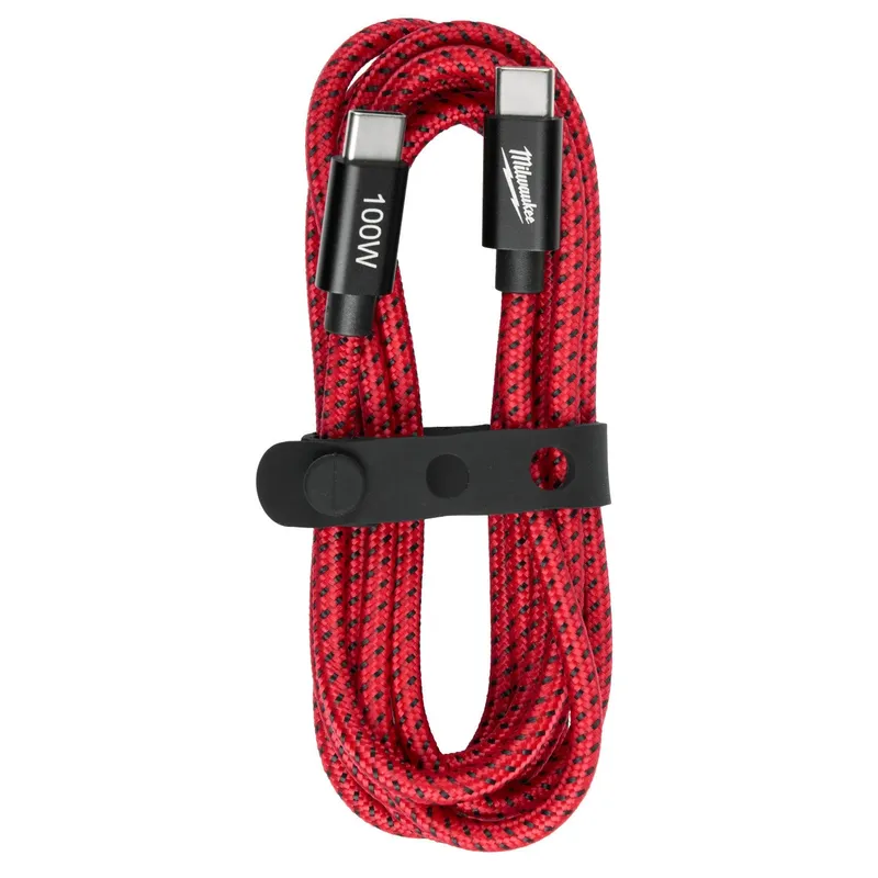 Milwaukee 100W USB-C PD Charging Cable, 6 ft length for fast M18 battery charging