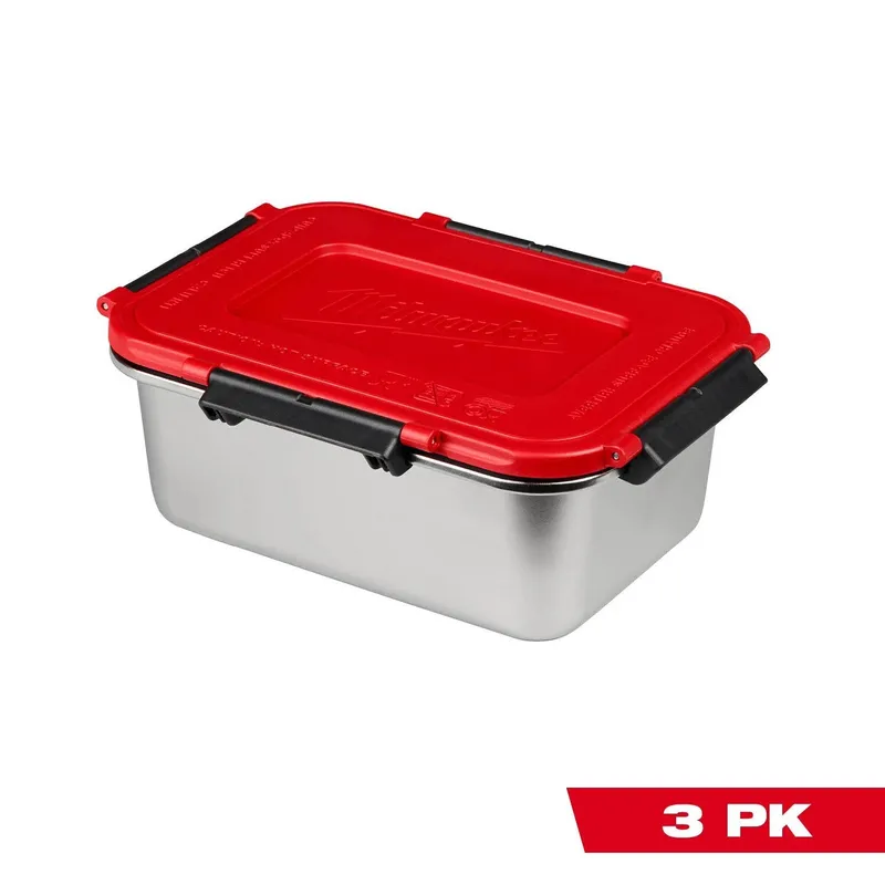 Milwaukee 4.75 Cup Stainless Steel Containers for M18 Jobsite Lunch Warmer with Leak Proof Lids (3 Pack)