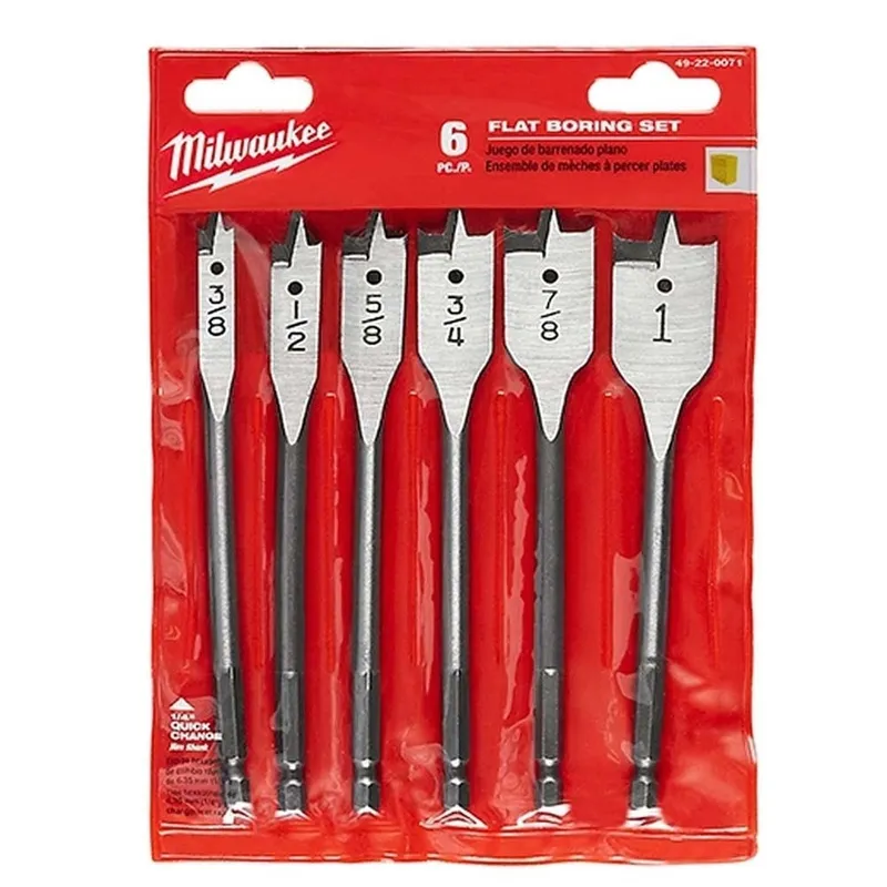 Milwaukee Flat Boring Bit 6" Universal Set - 6 Piece for Clean Holes