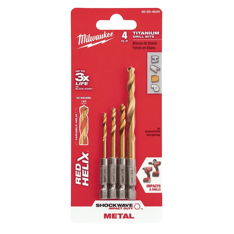 Milwaukee 4 Piece Shockwave Hex Drill Bit Set