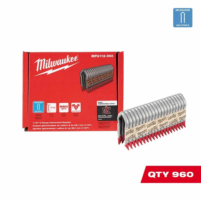 Milwaukee 1.5" 9 Gauge Galvanized Staples