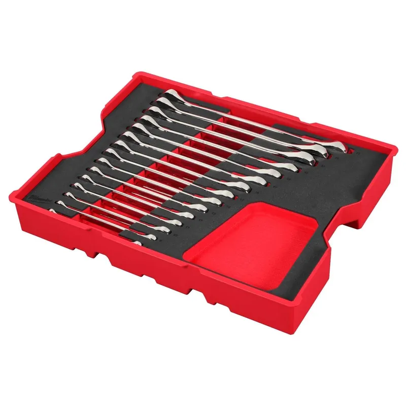 Milwaukee 15pc. Metric Ratcheting Combination Wrench Set with Tray for PACKOUT Drawers