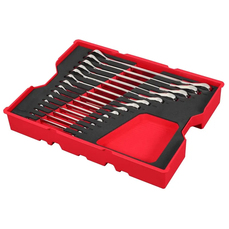 Milwaukee 15pc. SAE Ratcheting Combination Wrench Set with Tray for PACKOUT Drawers