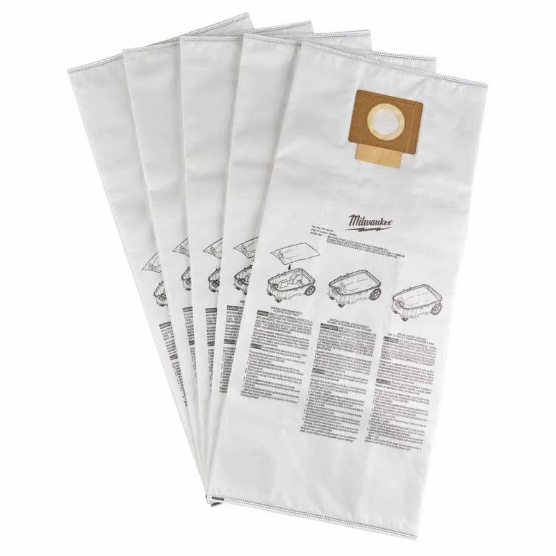 Milwaukee Fleece Dust Bags (5PK) for M18 FUEL 9 Gallon Dual Battery Dust Extractor